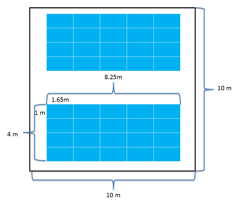 100平米（㎡）で40枚以上の太陽光パネルが設置可能