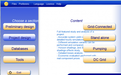 PVsyst　Grid design選択画面